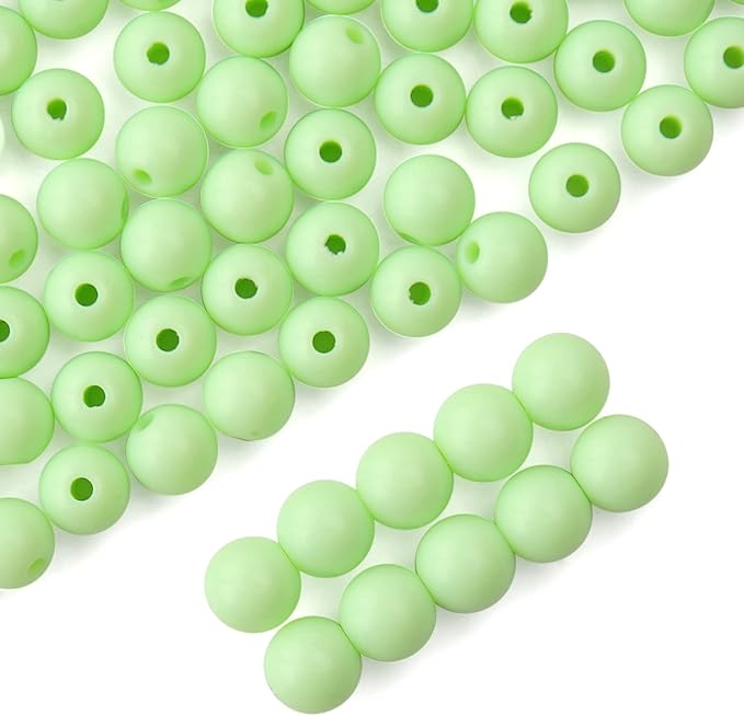 bonny boxx 200pcs 10mm smooth green acrylic round beads, plastic resin bubblegum balls chunky gumball beads for necklace and bracelet making, crafting supplies