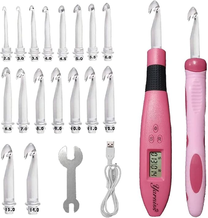 Yarniss 17 Size Counting Crochet Hooks Set, Light Up Crochet Hooks for Stitch & Row Counter