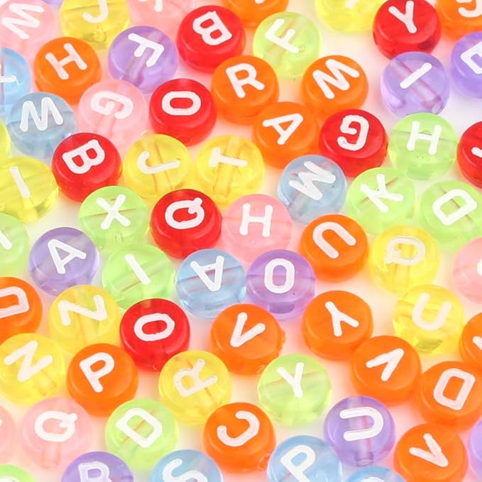 Song Xi 1200pcs Colorful Alphabet Beads 4x7mm A-Z Letter Beads for Bracelets and Jewelry Making Key Chains