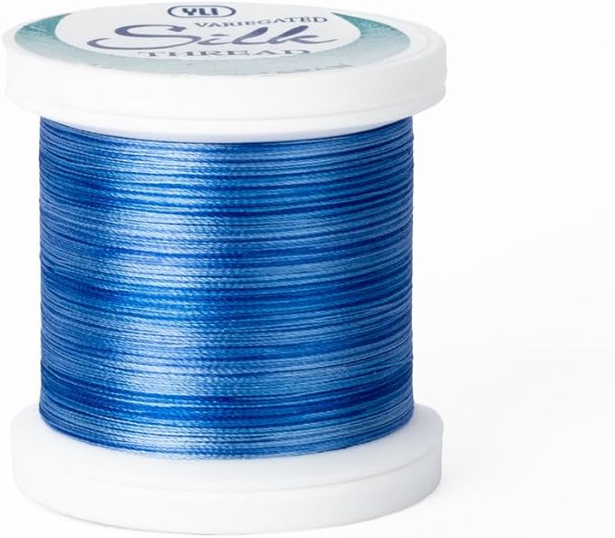 YLI Threads Silk Thread – 100 wt Fine Japanese Silk for Appliqué, EPP, and Quilting - Variegated Blue