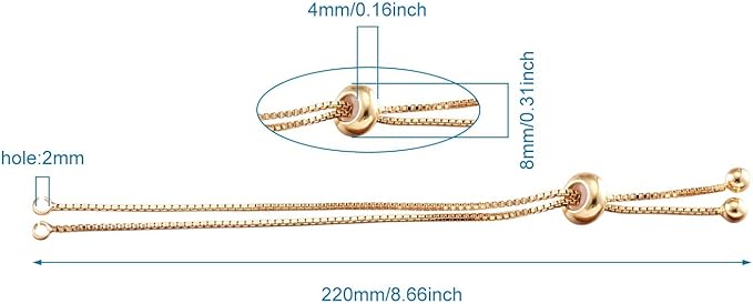 FASHEWELRY 20 Strands Adjustable Brass Bracelet Slider Extender Chains with Rhinestone Ends 8-5/8"(22cm) Real Gold Plated for DIY Jewelry Making