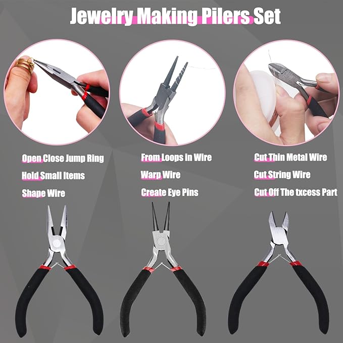 MONVICT Jewelry Making Supplies Kit with Jewelry Making Tools, Findings, Necklace Chain, Jewelry Wires, Adjustable Magnifier, Carry Bag, Meet All The Needs of Jewelry Making, Repair, Beading