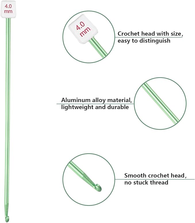 HEALEAYAR 4mm Tunisian Crochet Hooks Bulk, 27cm Extra Long Crochet Needles Aluminum Afghan Knitting Needles Tools for Beginners and Skills Class, Pack of 4
