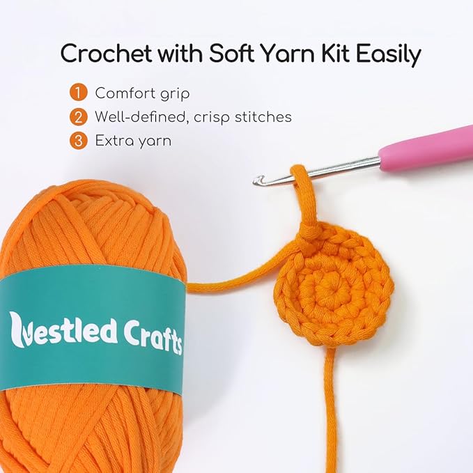 NestledCrafts Beginners Crochet Kit, Amigurumi Crochet Animal Kit, Easy Learn to Crochet with Step-by-Step Video Tutorials, 3PCS The Chick Family for Kids & Adults