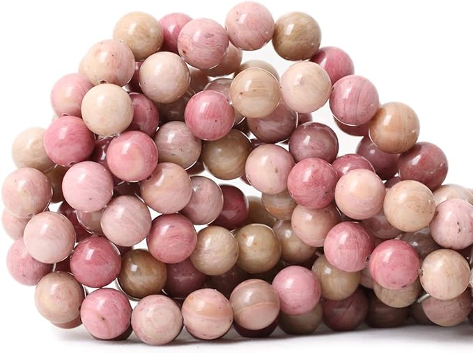 cheavian 35pcs 10mm natural rhodochrosite gemstone smooth round loose beads for jewelry making diy findings 1 strand 15"