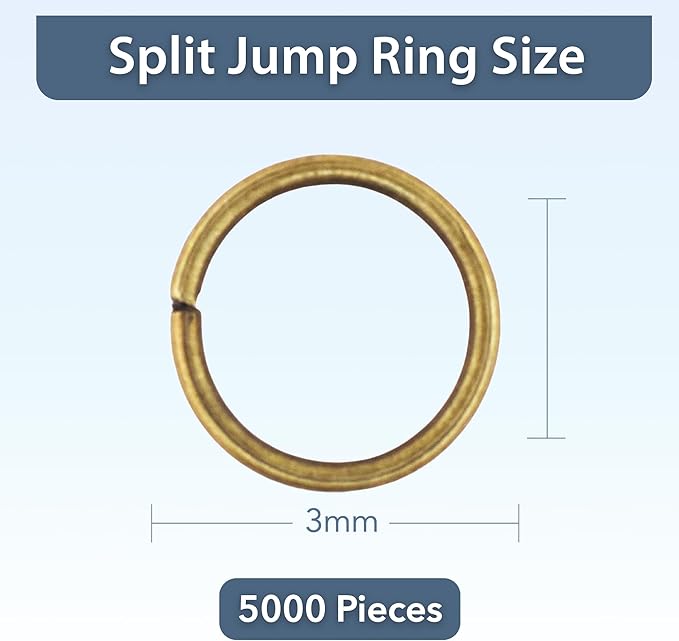 Mandala Crafts Assorted Antique Brass Jump Rings Jewelry Findings Metal O Rings for Jewelry Making Supplies - 5000 3mm Small Open Jump Rings Kit for Necklace Earring