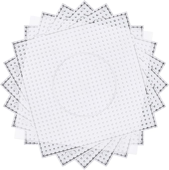 Phinus 6 PCS 5mm Fuse Beads Pegboards Kits, Plastic Bead Boards with 4 PCS Ironing Paper, Large Square Clear Beads Pegboards for Kids Craft Bead, DIY Craft Bead