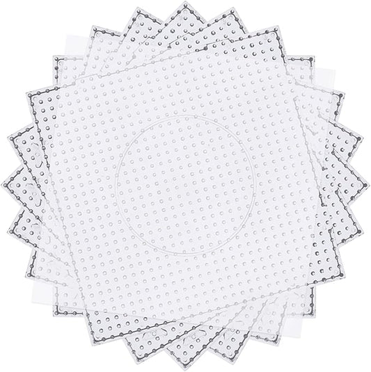 Phinus 6 PCS 5mm Fuse Beads Pegboards Kits, Plastic Bead Boards with 4 PCS Ironing Paper, Large Square Clear Beads Pegboards for Kids Craft Bead, DIY Craft Bead