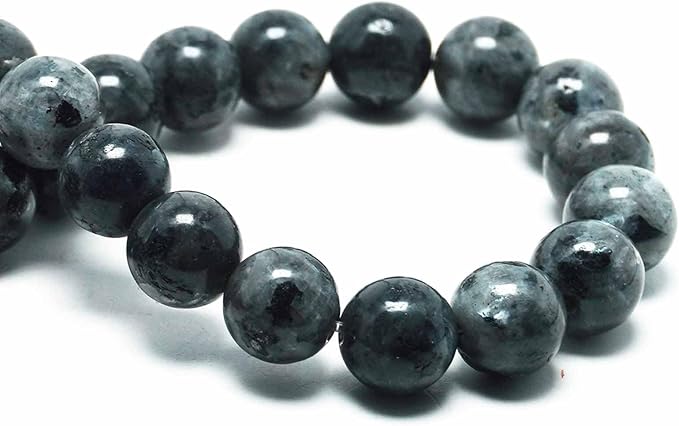 10mm Natural Stone Beads for Jewelry Making - Gemstone Round Loose Beads for Bracelets(35-38pcs, Black Labradorite)