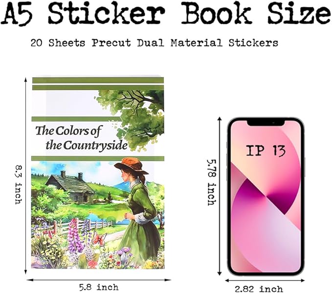 The Colors of The Countryside Journal Stickers for Junk Journaling, 20 Pre-Cut Scrap Book Sticker Sheets, Stickers for Scrapbooking Supplies, Planner, Bujo, Craft Arts