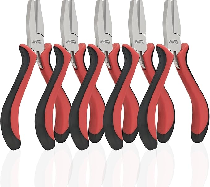 houseran flat nose pliers 5" - 5 pack, flat jaw pliers for jewelry making, diy, craft, repairing