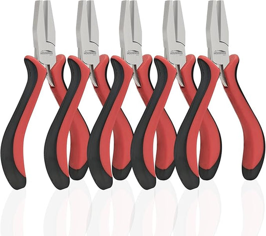 houseran flat nose pliers 5" - 5 pack, flat jaw pliers for jewelry making, diy, craft, repairing