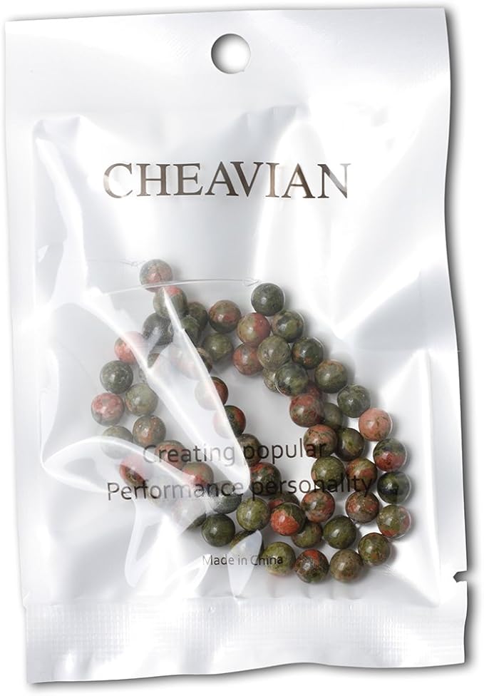 cheavian 60pcs 6mm natural unakite gemstone round loose beads for jewelry making diy handmade 1 strand 15"
