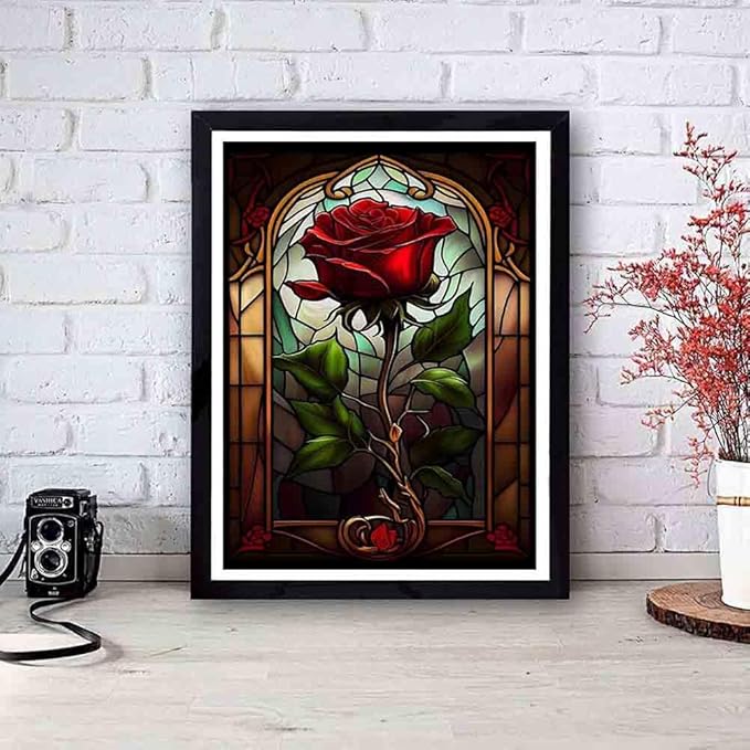Stamped Cross Stitch Kits - Rose Embroidery Kits for Beginners Adults,11 CT Patterns Dimensions Counted Cross Stitch Kits Arts Craft Kits Frameless12x16inch