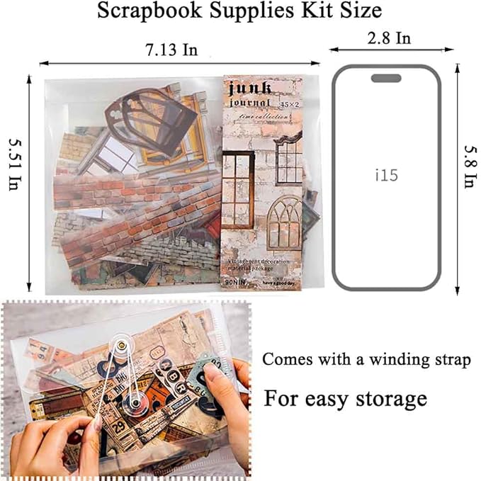 Vilikya 90Pcs Cottagecore Window Frame Stickers for Junk Journal Vintage Cutouts Scrapbook Stickers for Journaling Supplies, PET Stone Sticker & Wall Decoupage Paper for Collage Bujo DIY Craft Planner