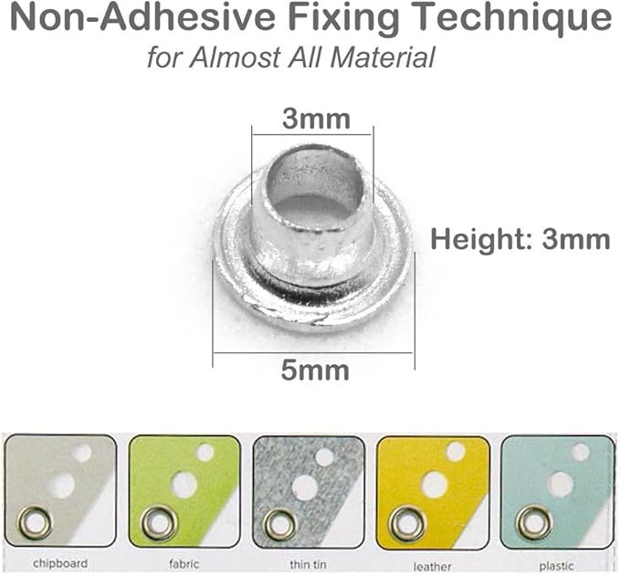 3mm/1/8 Aluminum Quicklet Eyelets-Scrapbooking/Birthday Wedding Baby Greeting Holiday Card/Paper Craft/Luggage Cruise Tag/DIY Album/Clothing etc-200 PCS (Silver)