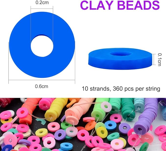 MIIIM 3600 PCS 10 Strands Polymer Clay Beads for Jewelry Making, Vinyl Heishi Beads 6mm for Surfer Bracelets Necklace Making (Red)