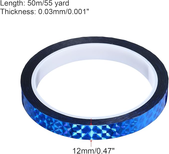 PATIKIL Prism Tape 0.5 Inch x 55 Yards, Holographic Metalized Reflective Adhesive for Detailing Accent Wall Decor Art, Blue