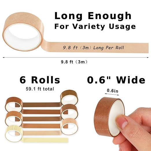 Whaline 6 Rolls Brown Washi Tape Set 6 Brown Colors Masking Tape Solid Color Decorative Tape for DIY Crafts Scrapbook Journal Planner Gift Wrapping Supplies, 60 Ft