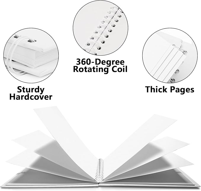 Vienrose DIY Scrapbook Album 7x7 Inch Hardcover Kraft Paper Scrap Book Photo Albums with 40 Blank Pages for Wedding Baby Shower, White