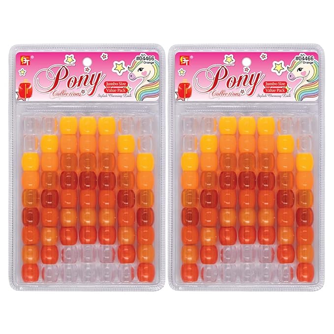 126 Pcs Beads Jewelry Making Kit DIY Hair Braiding Bracelet Ornaments Crafts Jumbo Round Pony (Pearl Orange Assorted)