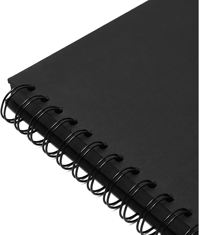 Juvale Spiral-Bound Scrapbook Album - Silk Ribbon Cover for Wedding Scrapbook - Durable Hardcover Black Paper Photo Albums - Complete Scrapbooking Supplies Kit, 80 Pages - 12.25 x 12.25 in, Black