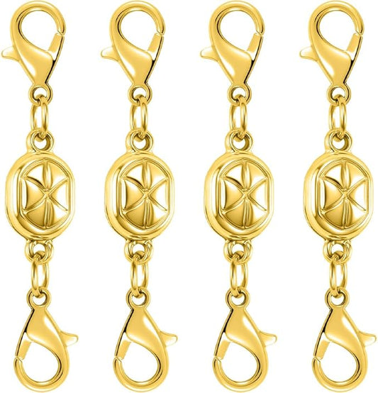magnetic necklace clasps and closures-magnetic necklace clasp set, double locking design, gold and silver (4pcs gold)