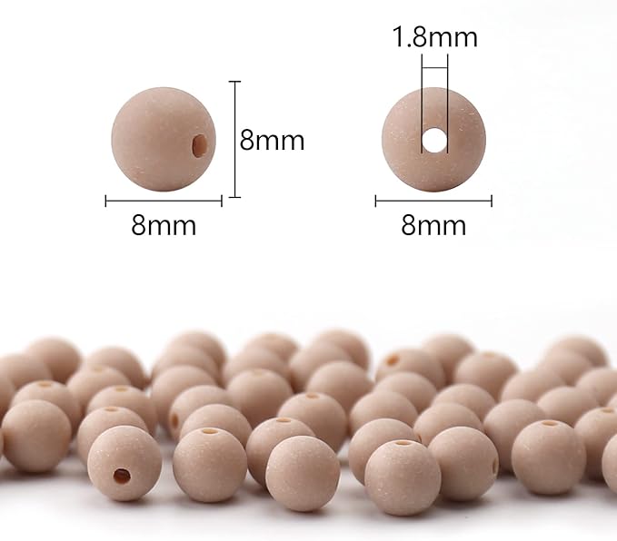 bonny boxx 500pcs 8mm matte light brown acrylic round beads, frosted plastic resin bubblegum balls chunky gumball beads for necklace and bracelet making, crafting supplies