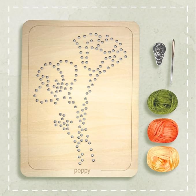 Wooden Flower Lacing Embroidery Kits for Beginners, Set of 5 Learn-to-Stitch Craft Boards, Sewing & Embroidery Art Kits for Kids Ages 8+, DIY Craft Projects, Educational Gifts, Party Favors (Spring)