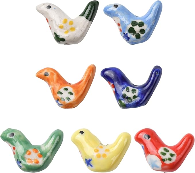 8Pcs Porcelain Ceramic Pigeon Shape Beads, 7 Colors Cute Animal Porcelain Loose Spacer Beads for DIY Necklaces Bracelets Crafts Supplies Jewelry Accessories