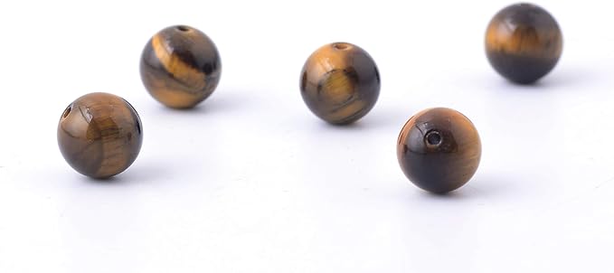 Natural Stone Beads 100pcs 6mm Tiger Eye Round Genuine Real Stone Beading Loose Gemstone Hole Size 1mm DIY Smooth Beads for Bracelet Necklace Earrings Jewelry Making (Tiger Eye, 6mm)