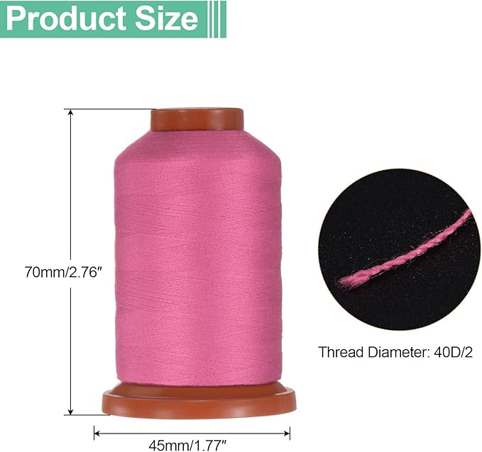 uxcell 40D/2 Sewing Thread 1100 Yards Polyester Household Sewing String Hand Stitching Polyester Cord for Clothing Stitching Shoe Bag Repairing DIY Craft Dark Rose Red