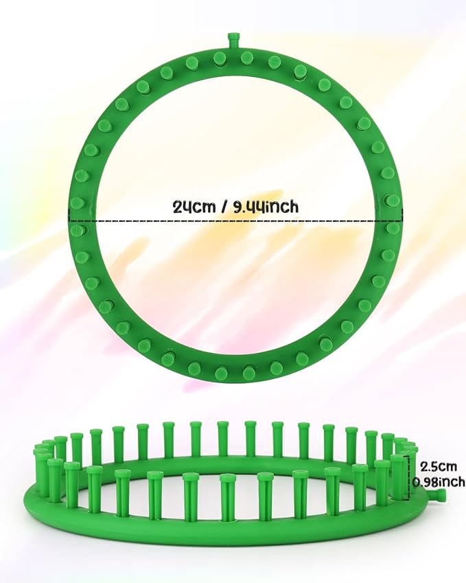 Aeelike 2 Pcs Round Knitting Looms Set, 36 Pegs Knitting Loom Simple for Beginner, 24 cm Diameter Plastic Loom Knitting, Small Round Loom Knitting Set for Home DIY, Teaching, Learning
