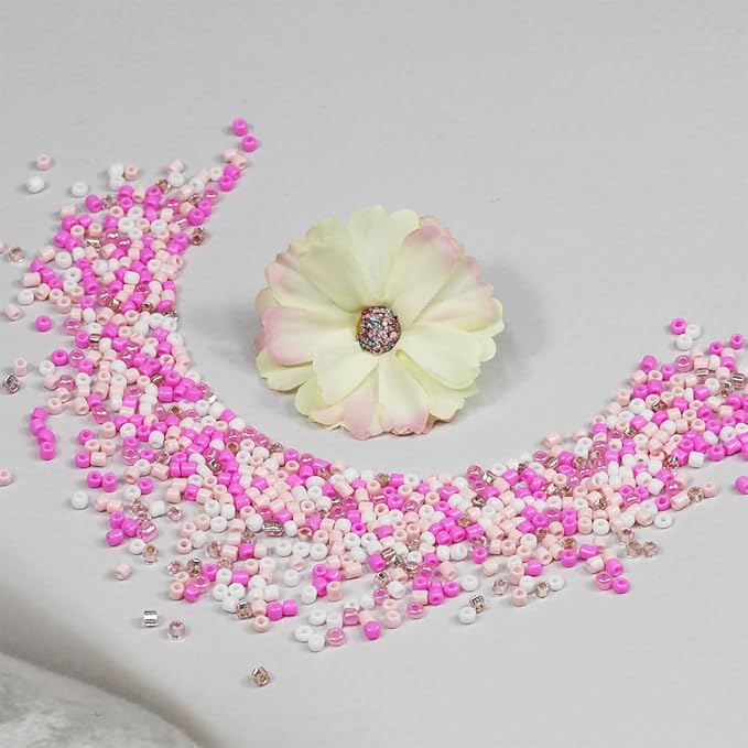 Bulk 3mm Dark Pink Seed Beads for Jewelry Making 110 Grams About 3500pcs,6/0 Glass Craft for Making Earrings, Bracelets, Pendants, Waist Jewelry, DIY Handmade Seed Beads（Dark Pink Mix）