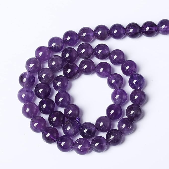 120PCS 6mm Natural Amethyst AAAAA Purple Crystal Quartz Beads Gemstones Round Stone Beads for Jewelry Making DIY Bracelet Necklace 2 Strand 32"