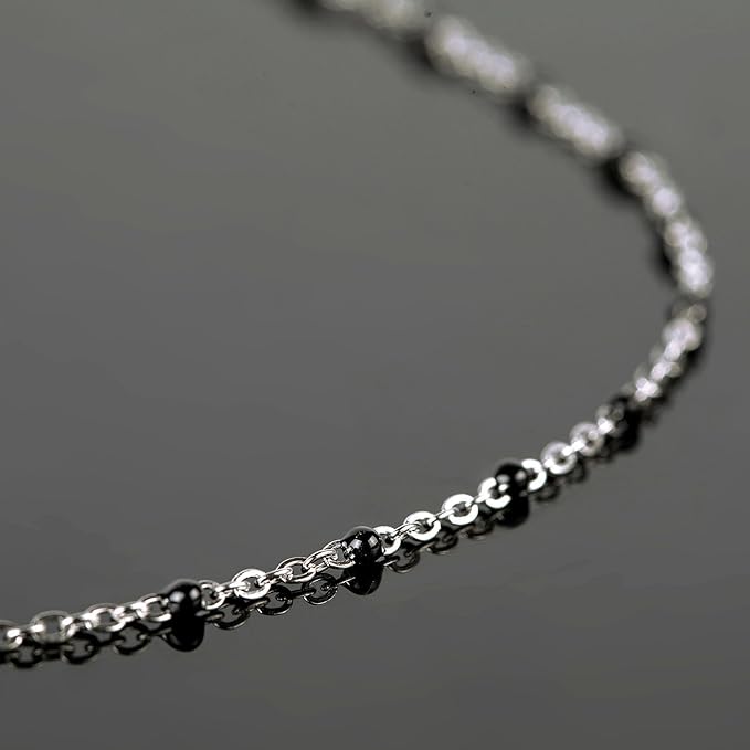 UMAOKANG 10 Meters Stainless Steel Jewelry Chain for Jewelry Making Black Enamel Bead Cable Chain Roll with Open Jump Rings and Lobster Clasps