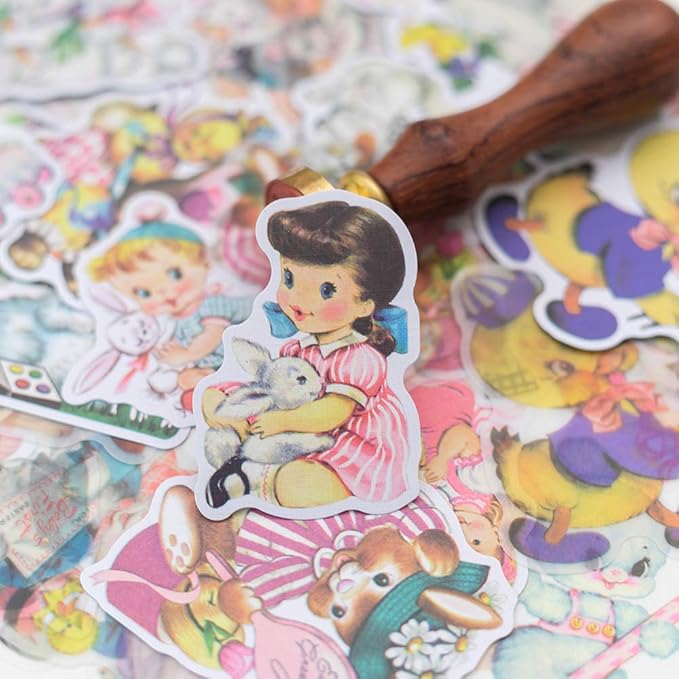 Alideco 80Pcs Vintage Vinyl Scrapbooking Stickers Packs, Funny Aesthetic Kawaii Stickers for Adult, for Girls Journaling Assorted Phone