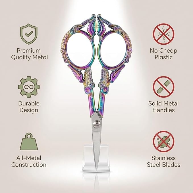 Crochet Scissors with Cover – Vintage Small Embroidery Scissors, Sharp Sewing Scissors for Yarn Thread Craft Needlework, Pretty Gift for Crocheter Quilter, 4.6 Inch 2 Pack