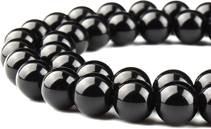 Natural Black Onyx Beads for Jewelry Making - Crystal Beads Gemstone Beads for Bracelets, 10mm Black Stone Beads Round Loose Beads(34-37pcs, 10mm, Black Onyx)