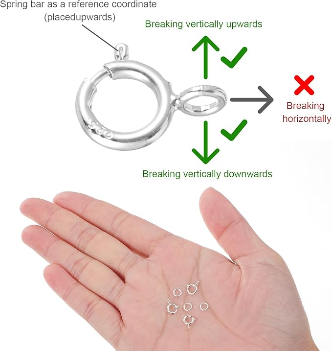 7 Sets 925 Sterling Silver Necklace Clasps and Closures 5mm Spring Ring Clasp Jewelry Clasps with Closed Jump Rings 4mm for Bracelet Necklace Extender Connectors for Jewelry Making Repair