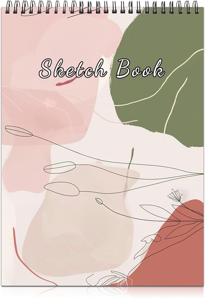 Cabreche Cute Sketchbook Top Spiral Bound Sketch Pad, 9 x 12 inch,100GSM Thick Paper,50 Sheets 100 Pages,Art Sketch Book Artistic Writing Drawing Paper for Girls Women Beginners-Color Block
