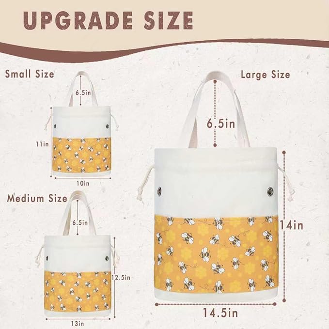 TOGETRUE Yarn Bag, Knitting Crochet Tote Bag, Yarn Storage Bags Organizer, Crochet bags for Crocheting Project, Store Skein Ball, Short Knitting Needle (Medium, Bees)