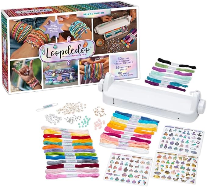 loopdedoo deluxe diy friendship bracelet maker kit - make bracelets in minutes for birthdays and friendship gifts - award winning crafts kit for kids aged 8+