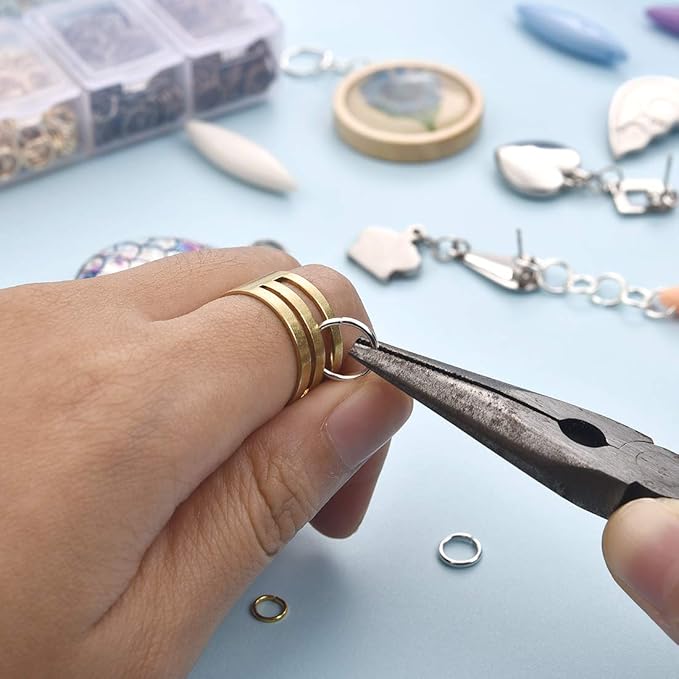 LANBEIDE 2296Pcs Jump Rings Gold Plated Jewelry Connectors Chain Links 3mm 4mm 5mm 6mm 7mm 8mm 10mm Box Set Open Jump Rings Gold for Necklace Repair