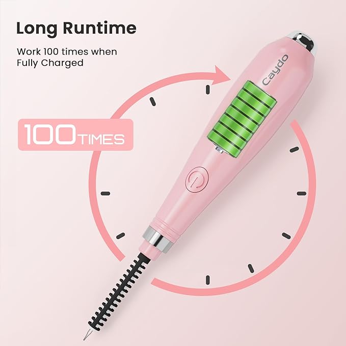 Caydo Thread Burner Tool, Pink USB Rechargeable Thread Zapper Burner Tool with LCD Display, Cautery Pen for Beading, Weaving, Sewing, Leather & Jewelry Making (Pink)