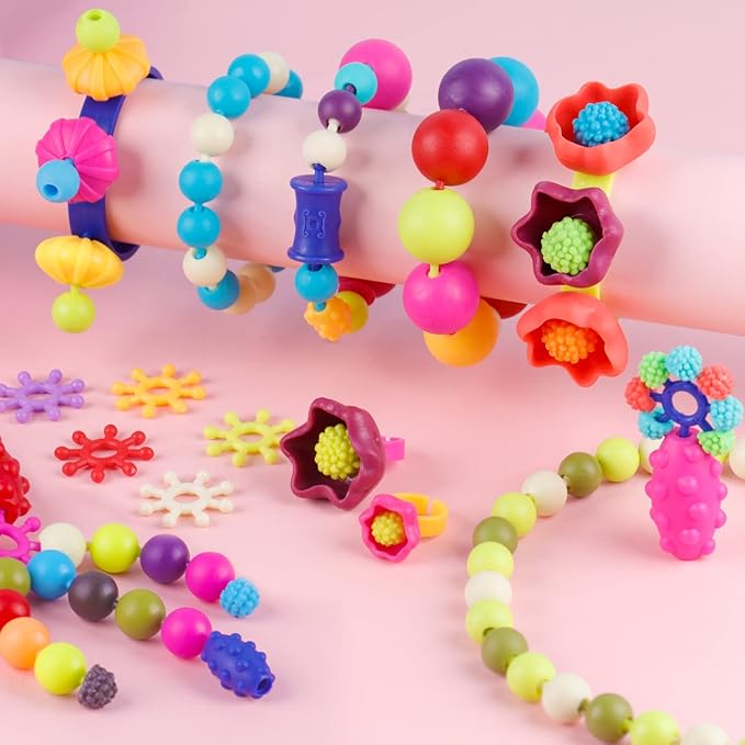 nexbox girls crafts jewelry making kit for toddlers - pop beads toys sets for little kids age 3 4 5 6 year old, ideas birthday gifts