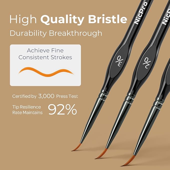 Nicpro Miniature Paint Brushes - 10PCS Model Paint Brush Set for Acrylic Oil Watercolor, Micro Detail Paint Brushes for Model, Miniature, Art Painting, Fine Detailing, Paint by Numbers, Craft