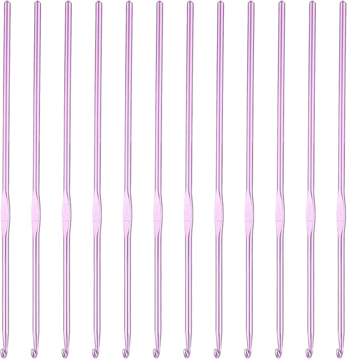 12 PCS 3 mm Crochet Hook Small Aluminum Crochet Needles Bulk for Crocheting Yarn Knitting Beginners Women Adults