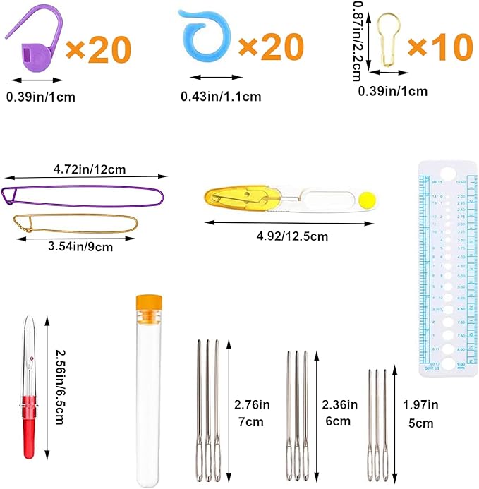 100pcs Crochet Hooks Set in Case Ergonomic Soft Grip Handles Weave Yarn Knitting Needles Kit and Crochet Needle Accessories Crochet Kit Complete Crochet Set for Beginners and Experiecced Crochet Lover
