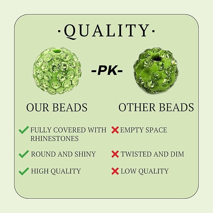 St. Patrick's Day Rhinestone Beads for Baseball Necklace-St. Patrick's Day Disco Ball Beads Rhinestone Clay Bead for Earring Jewelry Making,Necklace Bracelet,DIY Craft Supplies(100 pcs Green)